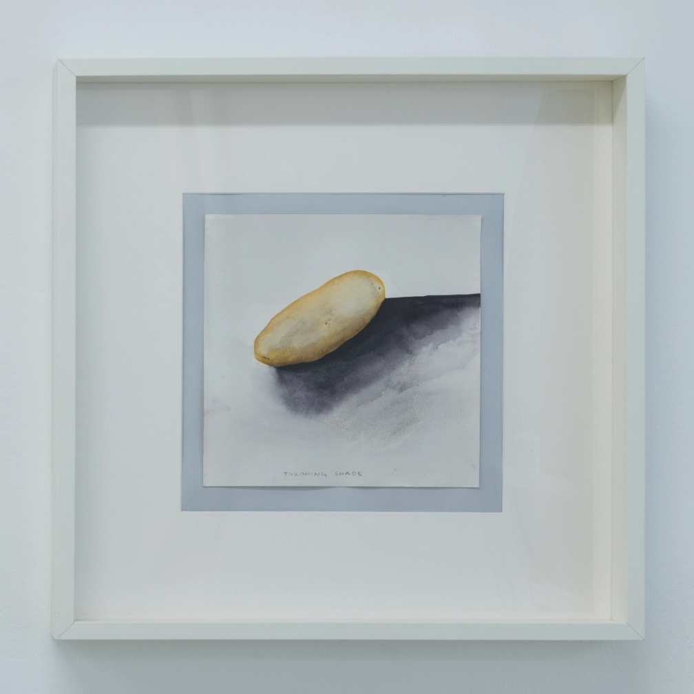 Slide 1/2: Ana Prvacki, Throwing Shade, 2025, watercolor, 25 x 25 cm. Photo by Nefeli Papaioannou. 