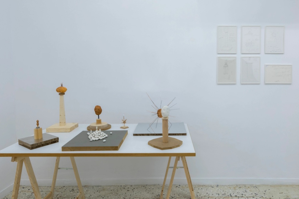 Slide 1/7: Sam Durant, Potato Empowering Trajectories, 2025, installation view. Photo by Nefeli Papaioannou. 