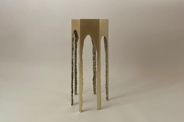 Slide 6/10: Nikola Lajić, Polygon H, Club Table, 2024, bronze, concrete, 61x30 cm