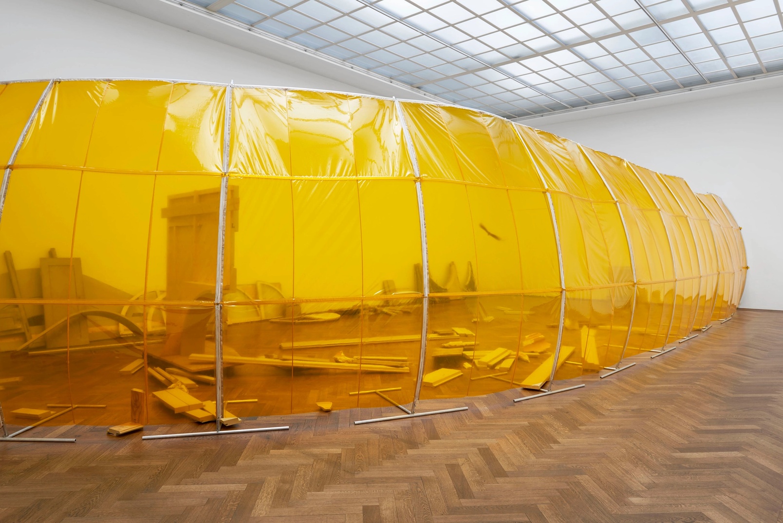 Slide 8/14: Dora Budor, I am Gong: The Preserving Machine, 2018–19, installation view. Photo by Philipp Hänger / Kunsthalle Basel.