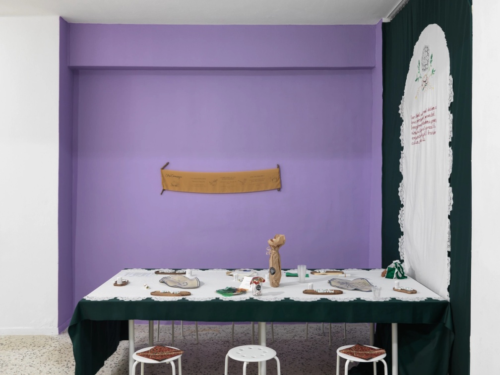 Slide 1/15: Sunčica Pasuljević Kandić, Potato Empowering Trajectories, 2025, installation view. Photo by Stathis Mamalakis.