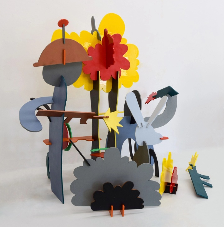 Slide 4/10: Efstathia(Evi) Savvidou, Scenery 24, 2024, spray paint and enamel on MDF, 135x160x130 cm