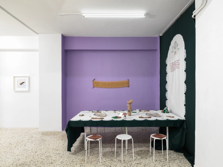 Slide 3/24: Potato Empowering Trajectories, 2025, installation view. Photo by Stathis Mamalakis.