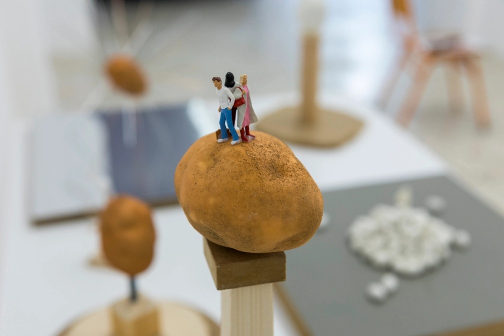 Slide 6/7: Sam Durant, Proposal for Monument to Professors Who Do Nothing but Participate in Blockades (detail), models in wood, metal, and plastic, dimensions variable. Photo by Nefeli Papaioannou.