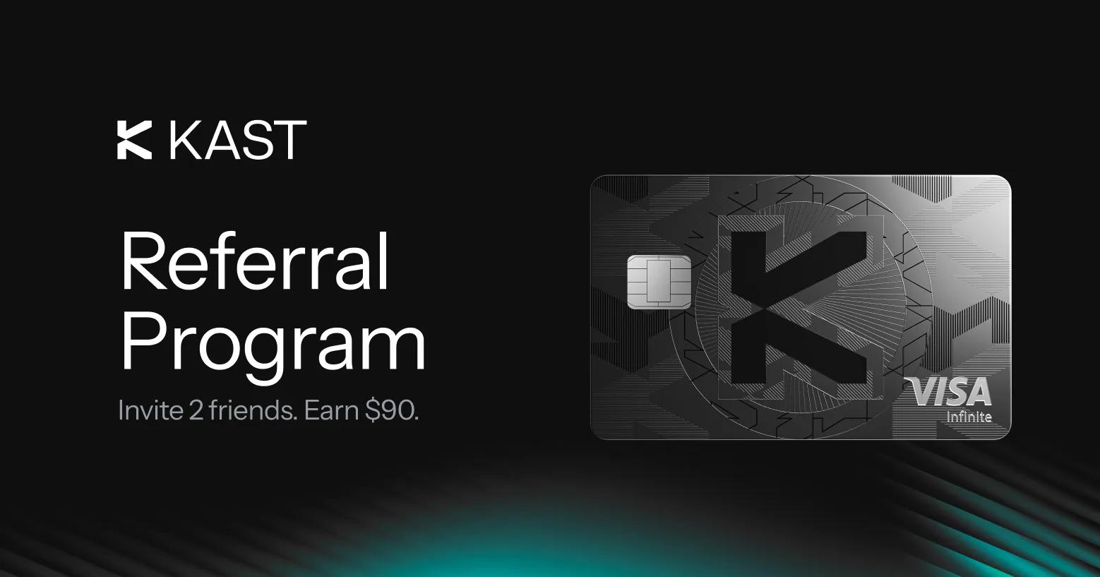 Promotional artwork for “KAST Referral Program August to September”