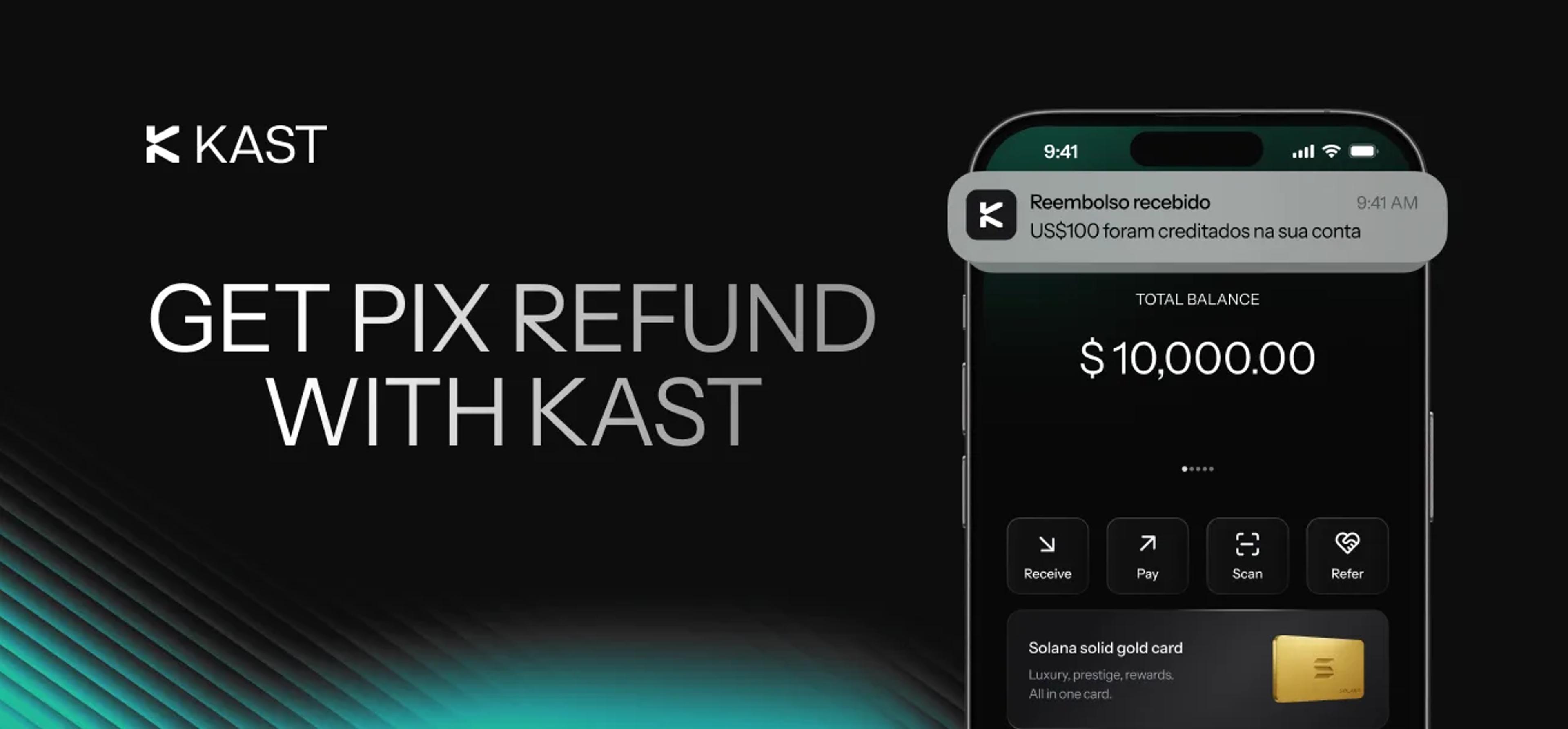 Promotional artwork for “Get Your PIX Refunded With KAST This March”