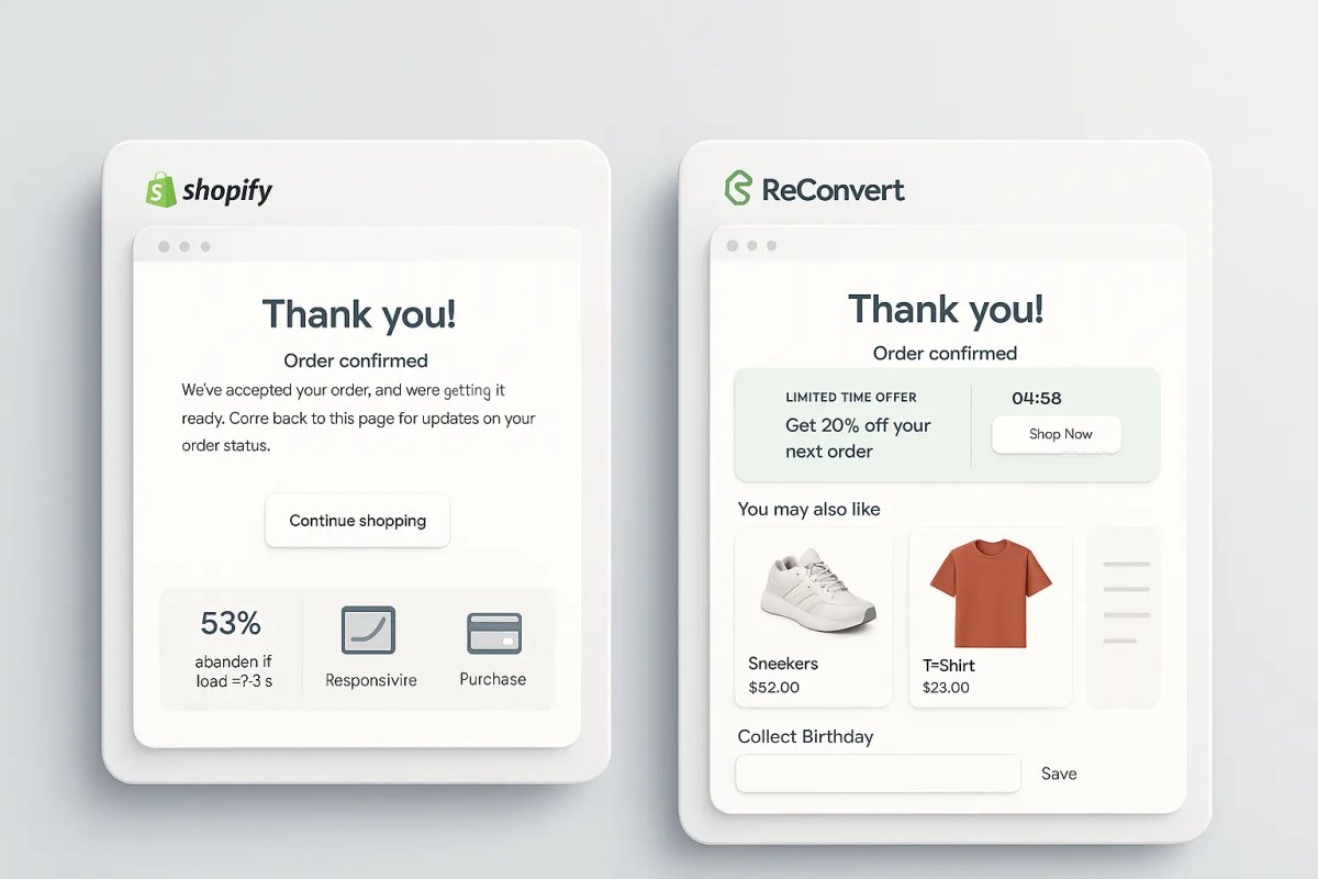 Two versions of a thank-you page, likely A/B tested.