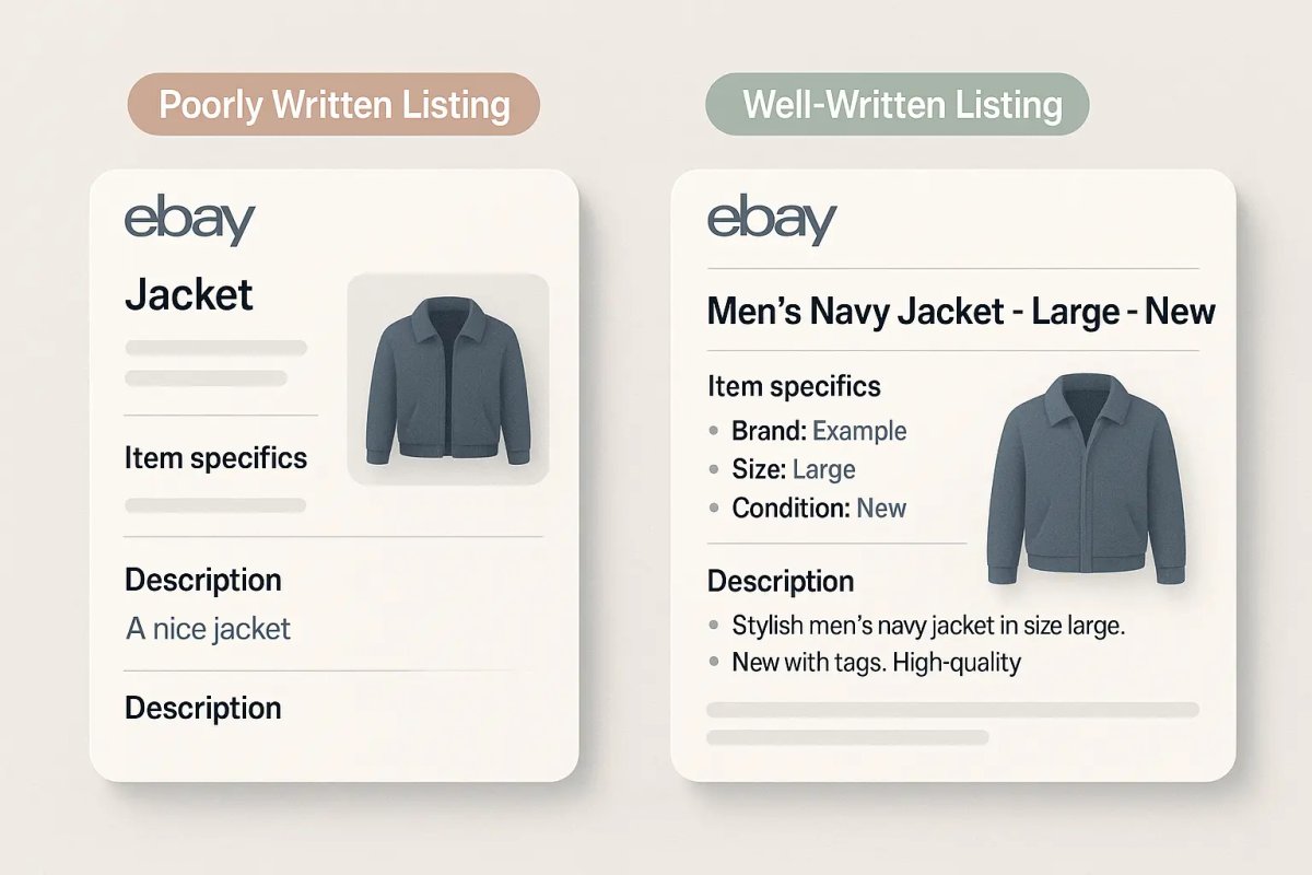 eBay listing comparison infographic