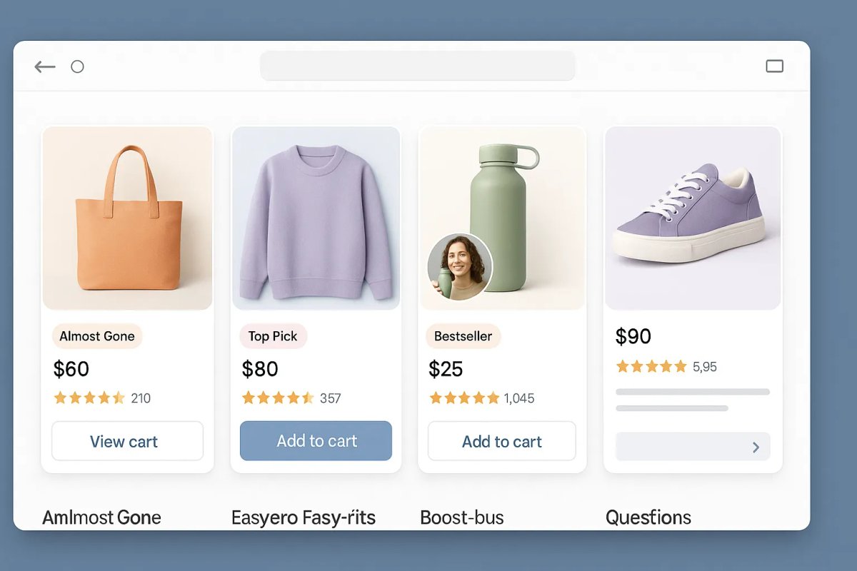 Product cards on Shopify homepage