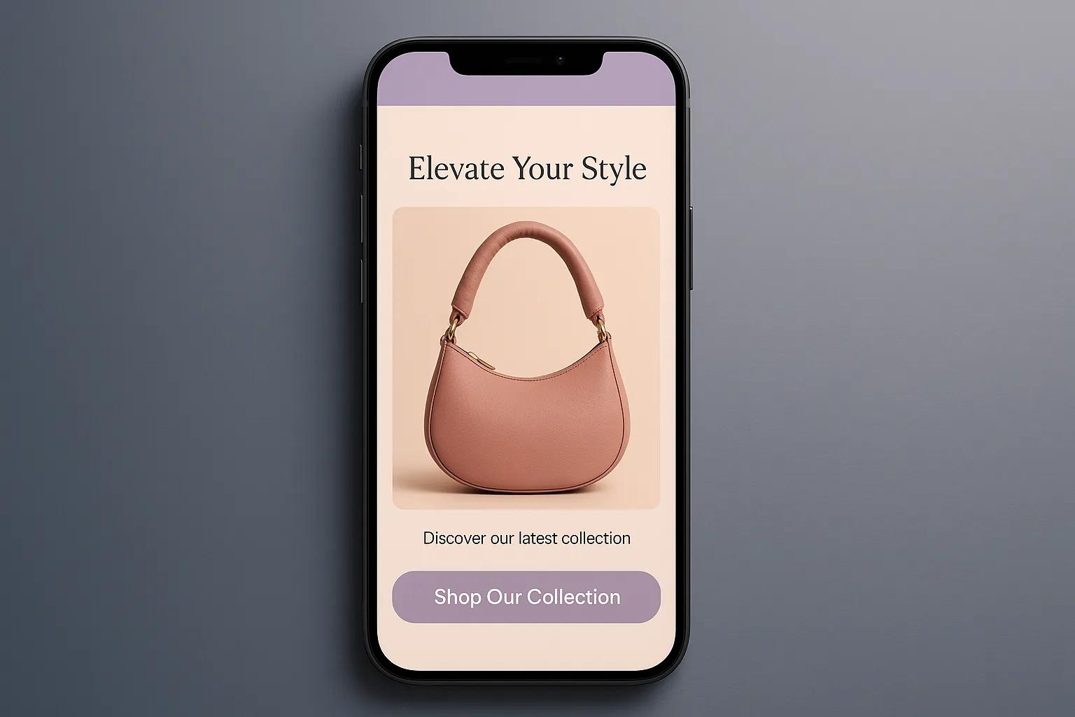 Mobile mockup of a homepage