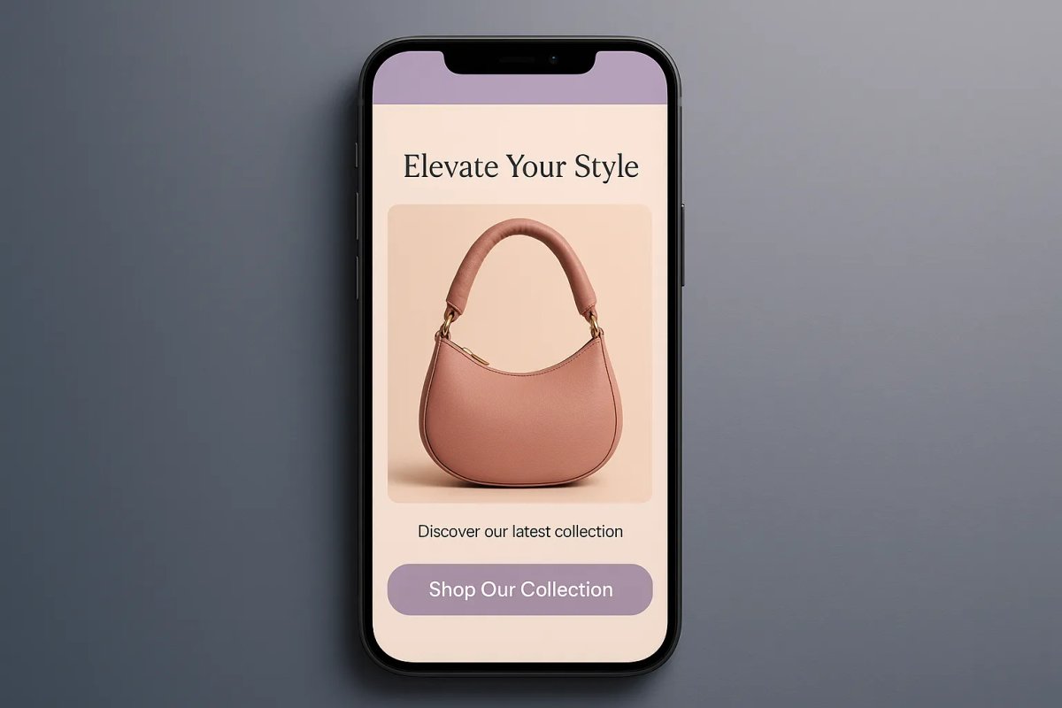 Mobile mockup of a homepage