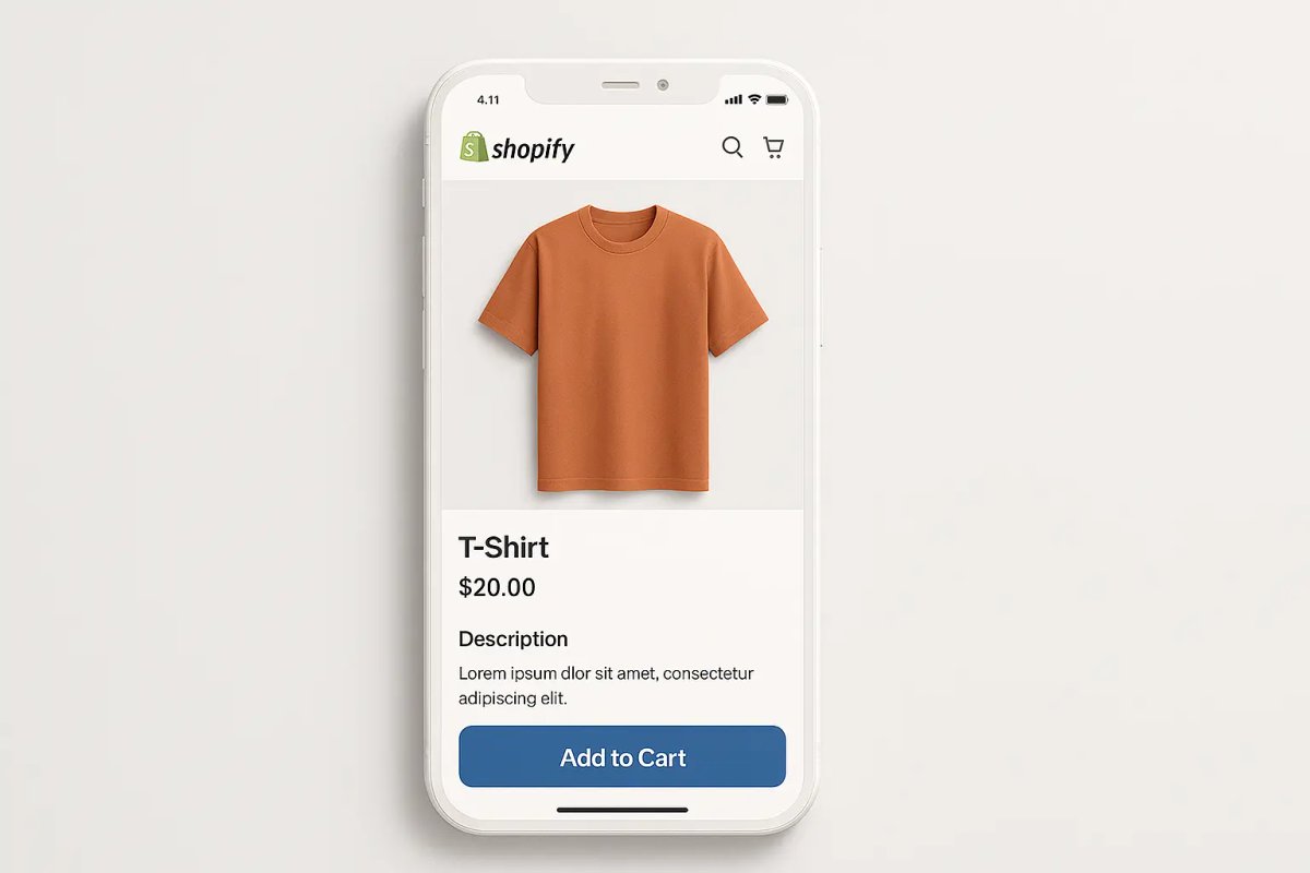 smartphone displaying shopify product