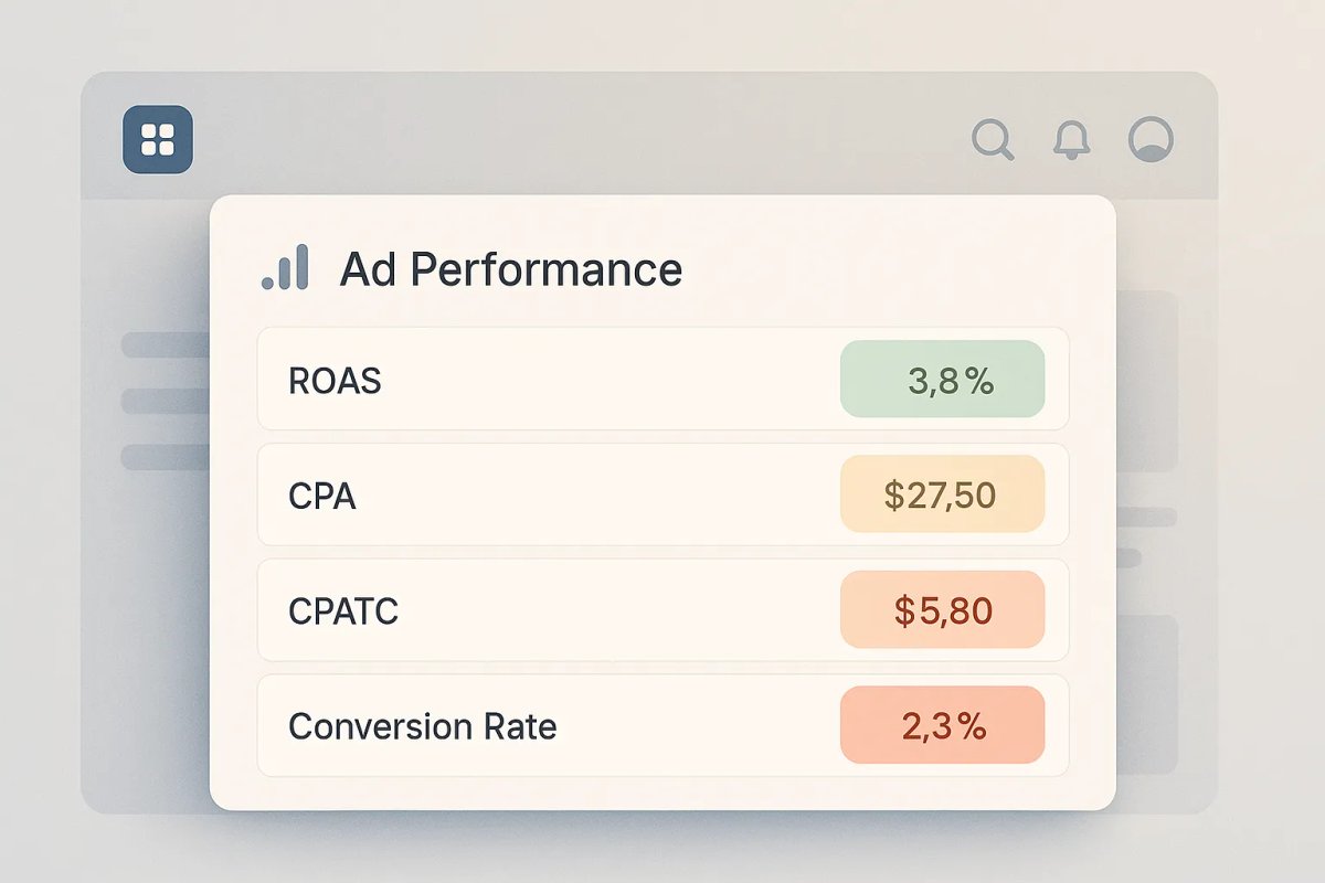 Analytics dashboard showing difference between link clicks and landing page views