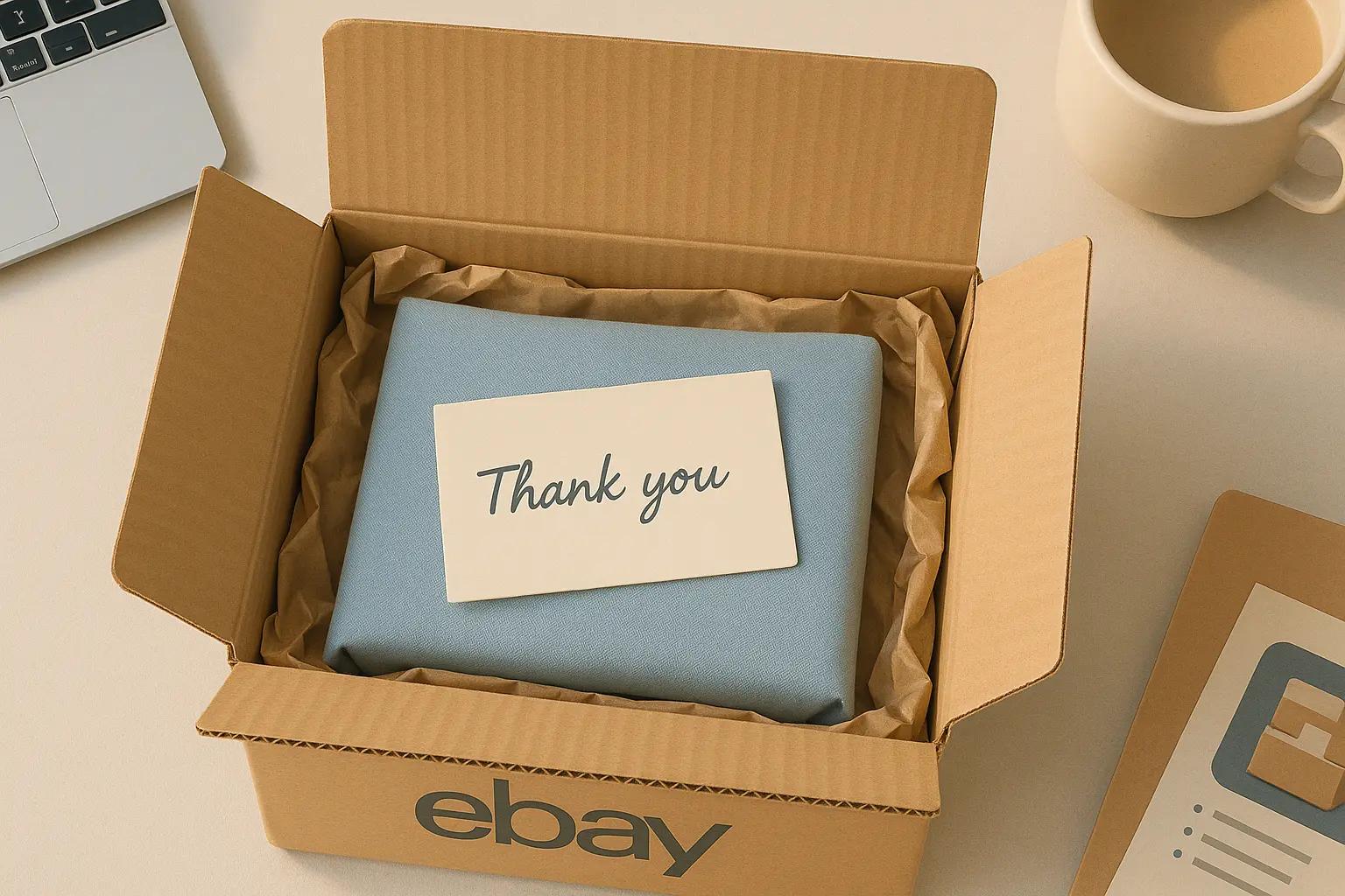 eBay package with thank-you note