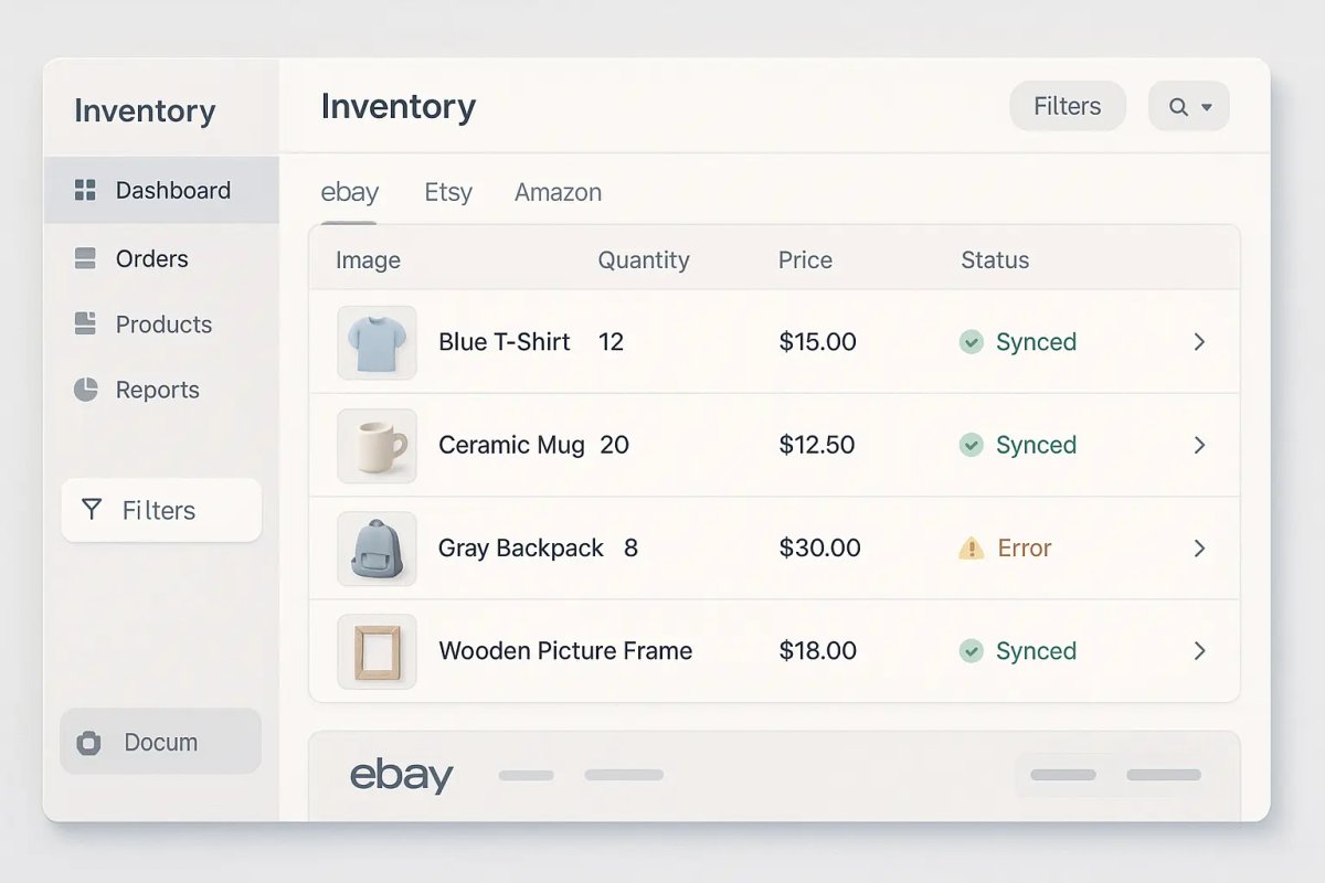 Minimalist eBay Seller Hub dashboard
