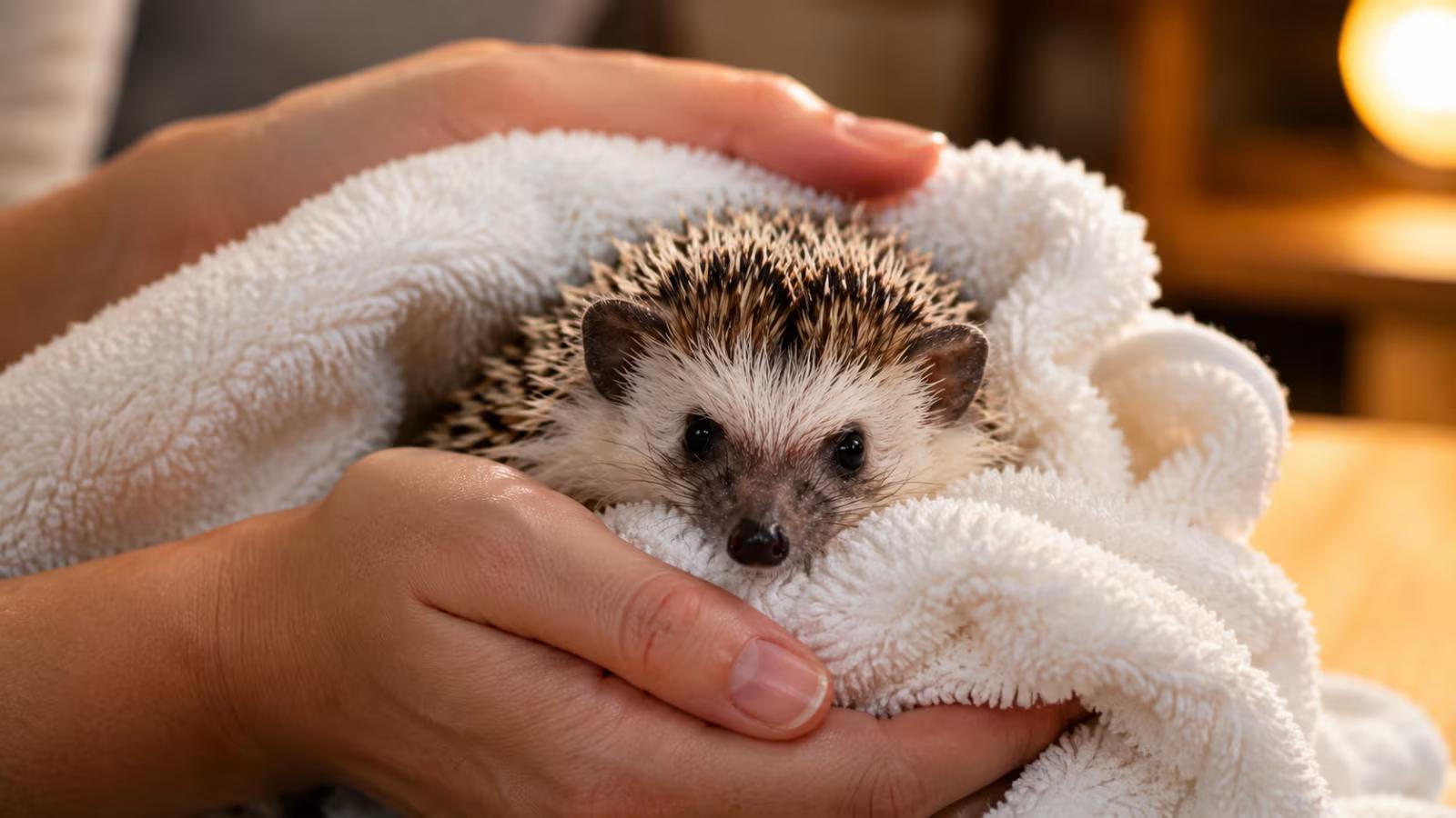 Safe hedgehog bath setup