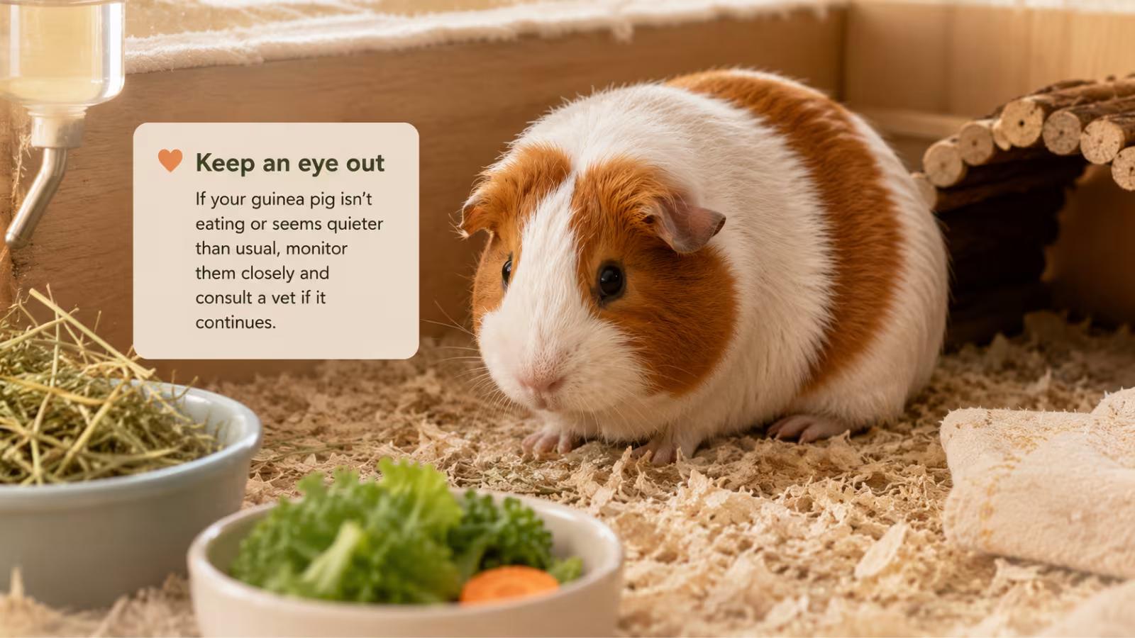 A hunched guinea pig posture