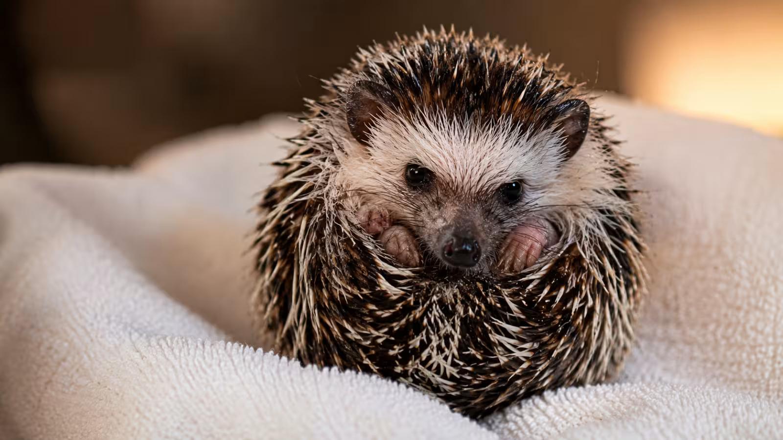 Hedgehog near water