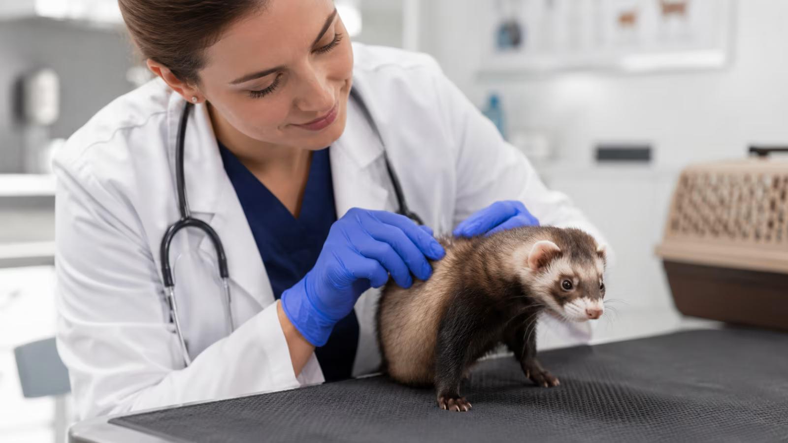 Ferret with hair loss showing possible health-related odor problem
