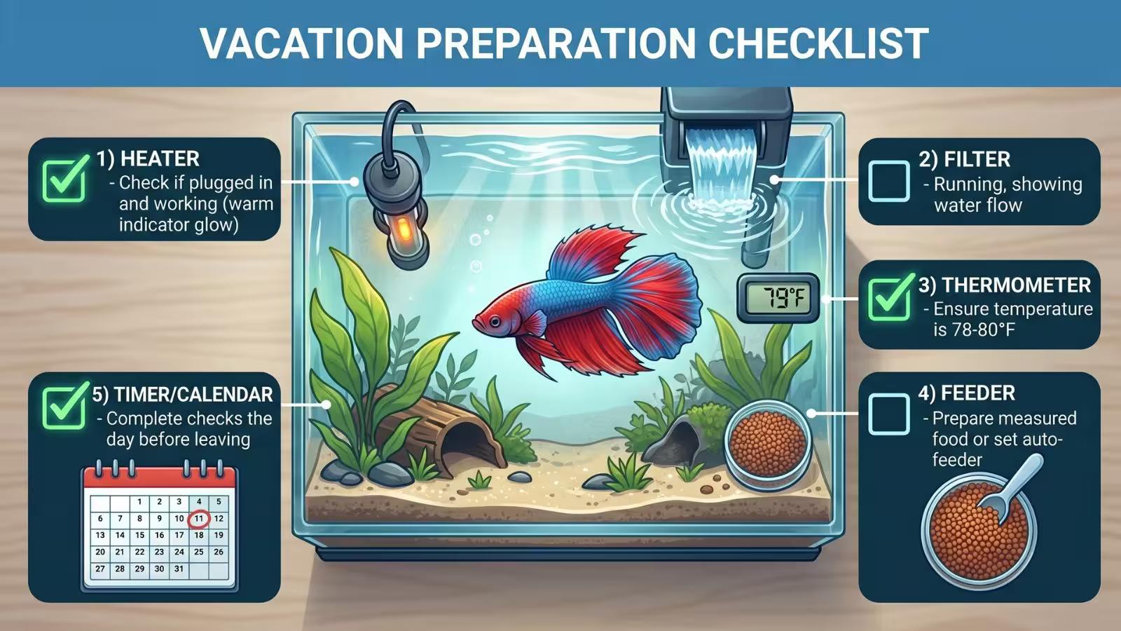 Betta vacation checklist