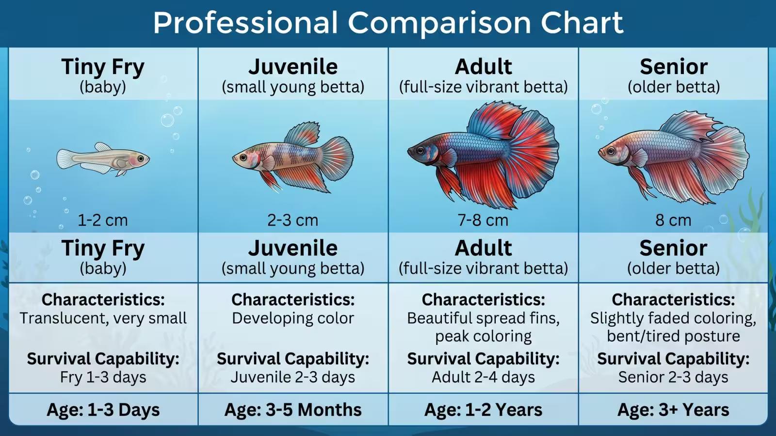 Betta age comparison
