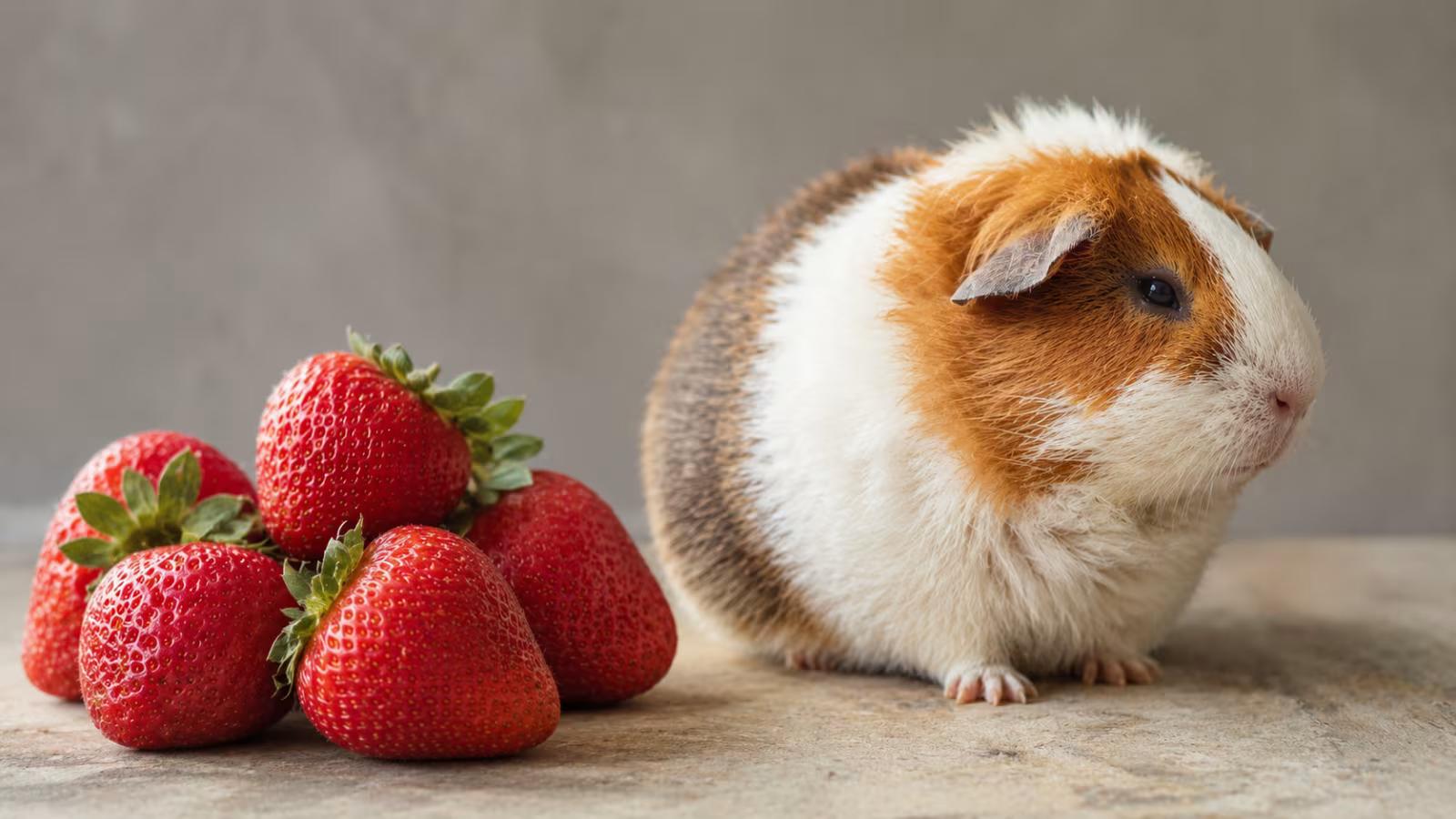 One small strawberry showing safe guinea pig portion size