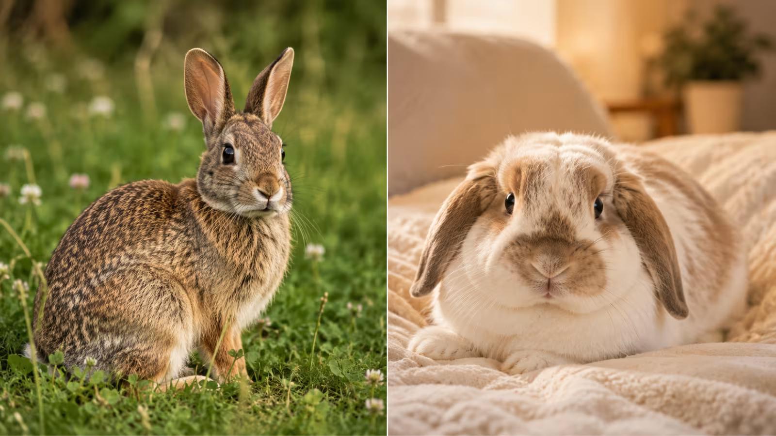 Wild rabbit and domestic rabbit comparison