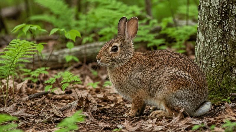 New England cottontail rabbit in northeastern forest habitat
