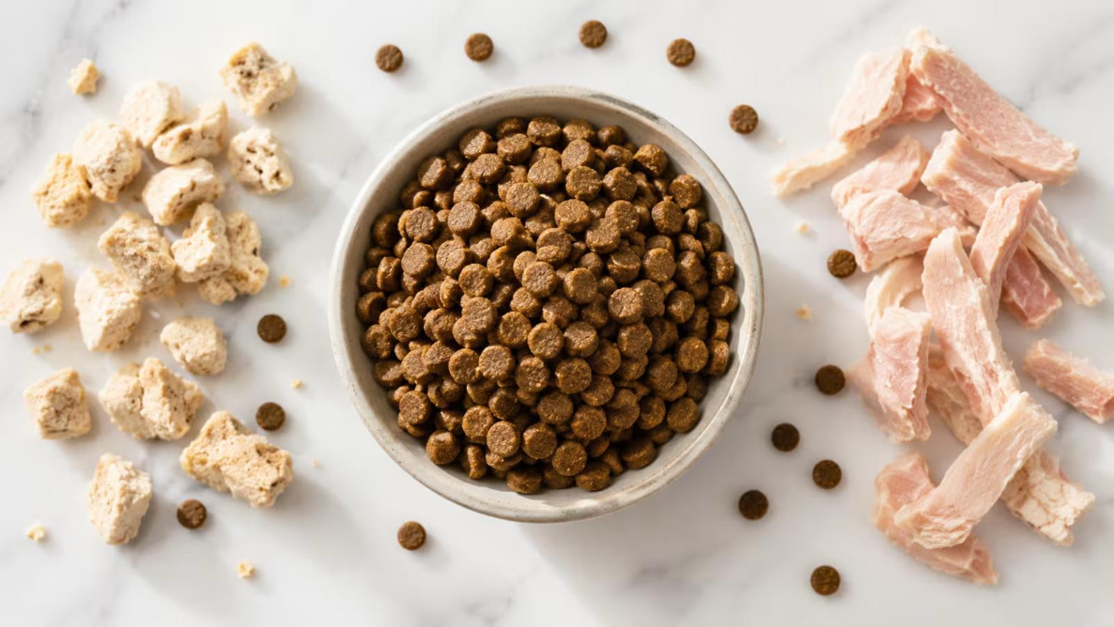 High protein ferret food in a small bowl