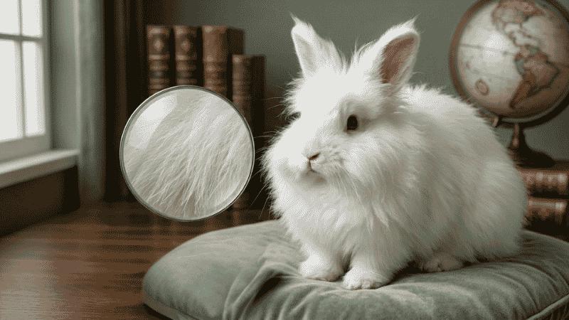 English Angora rabbit wool texture close up