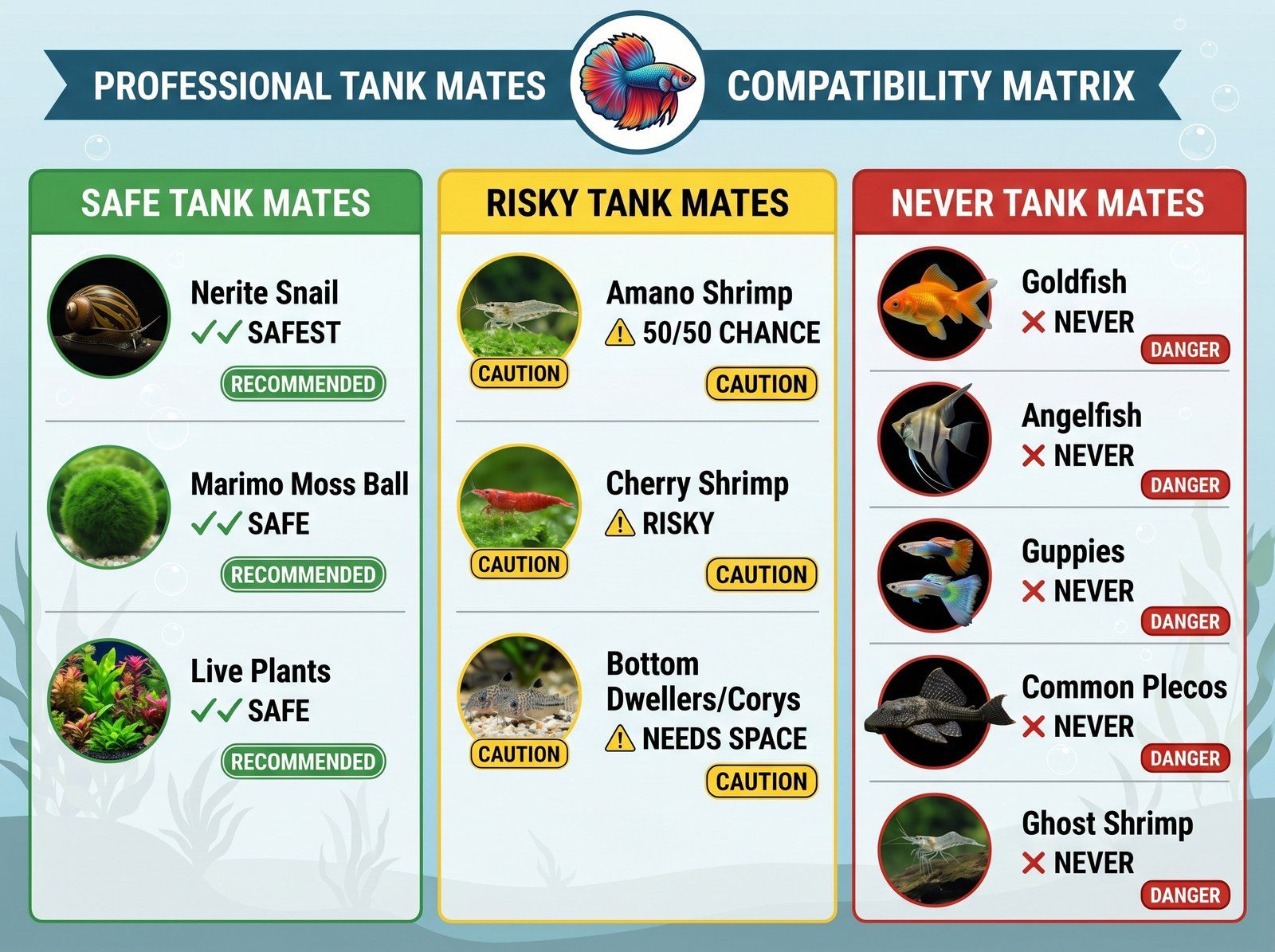 Betta Tank Mates Compatibility Matrix