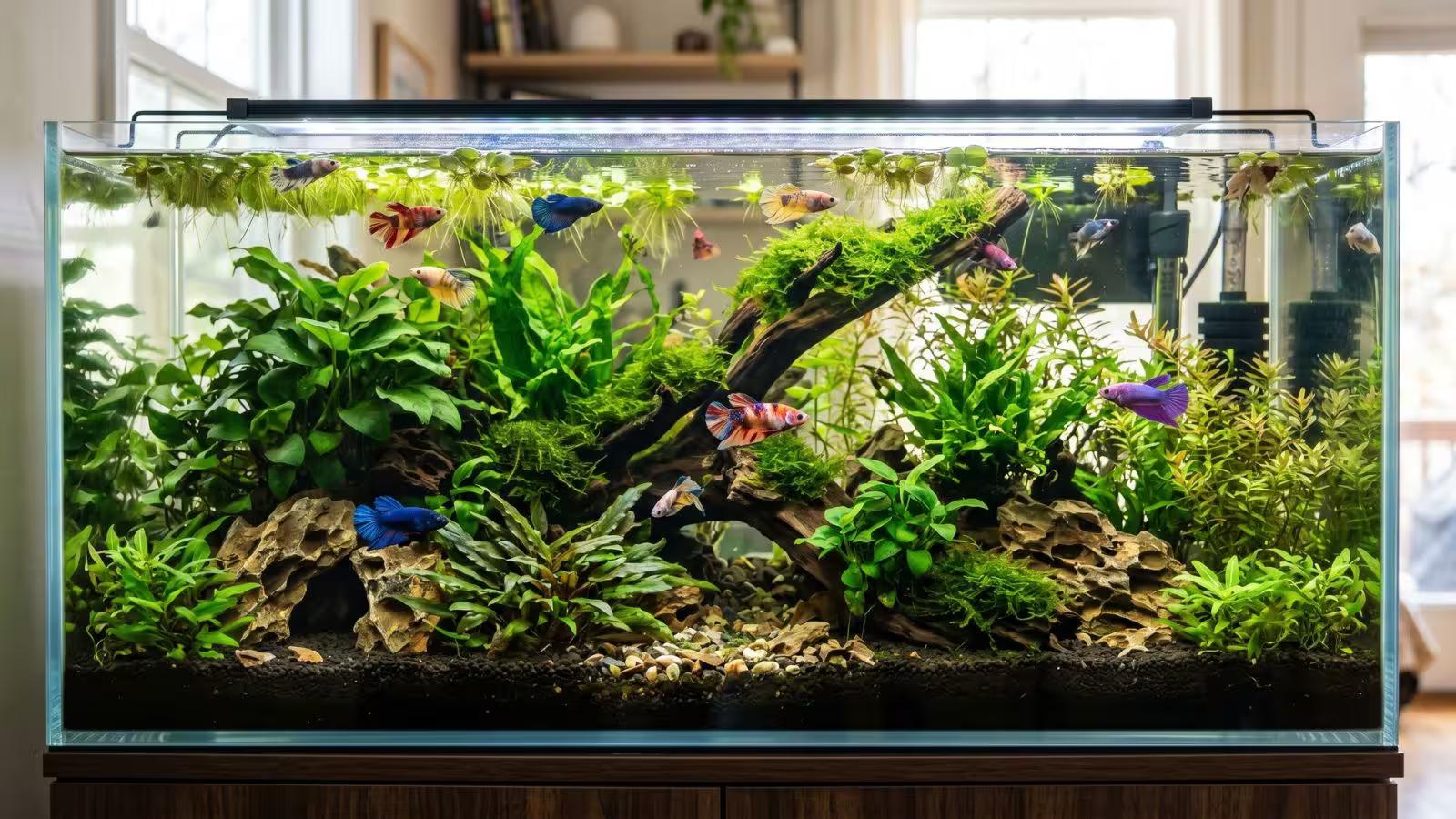 Well-Planted Aquarium Designed to Reduce Betta Aggression