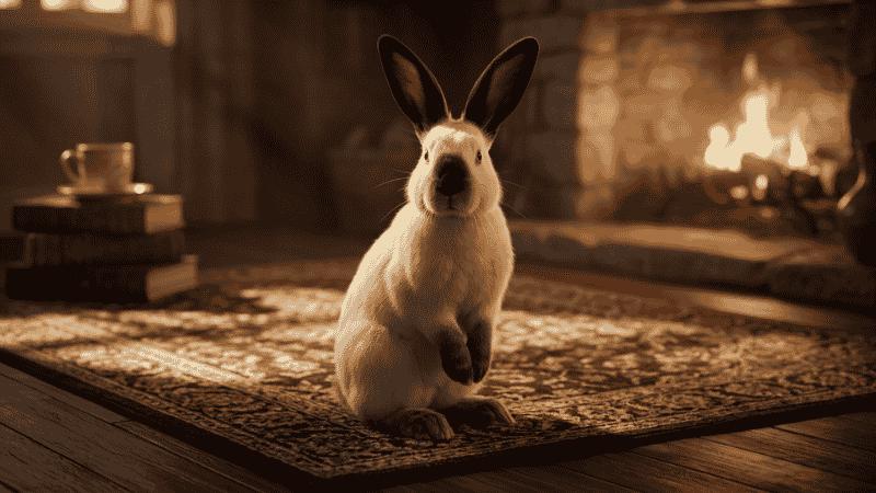 Californian rabbit white body and dark feet
