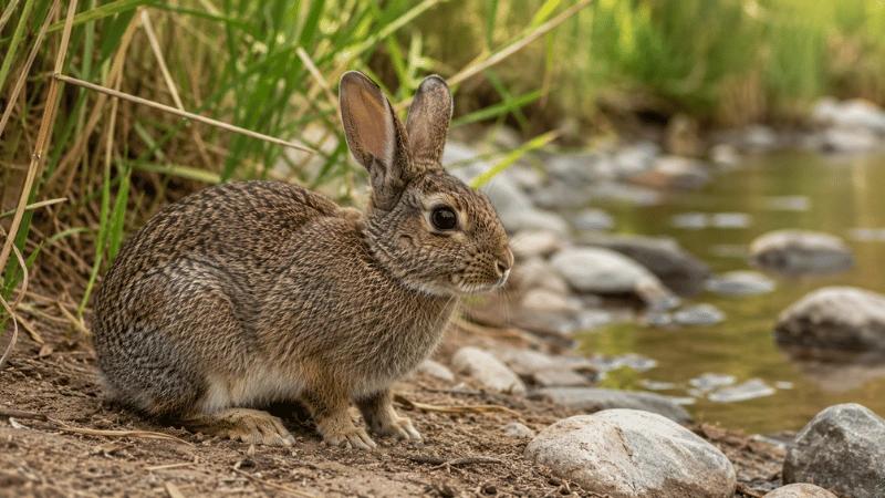 Riverine rabbit in South African riverine habitat