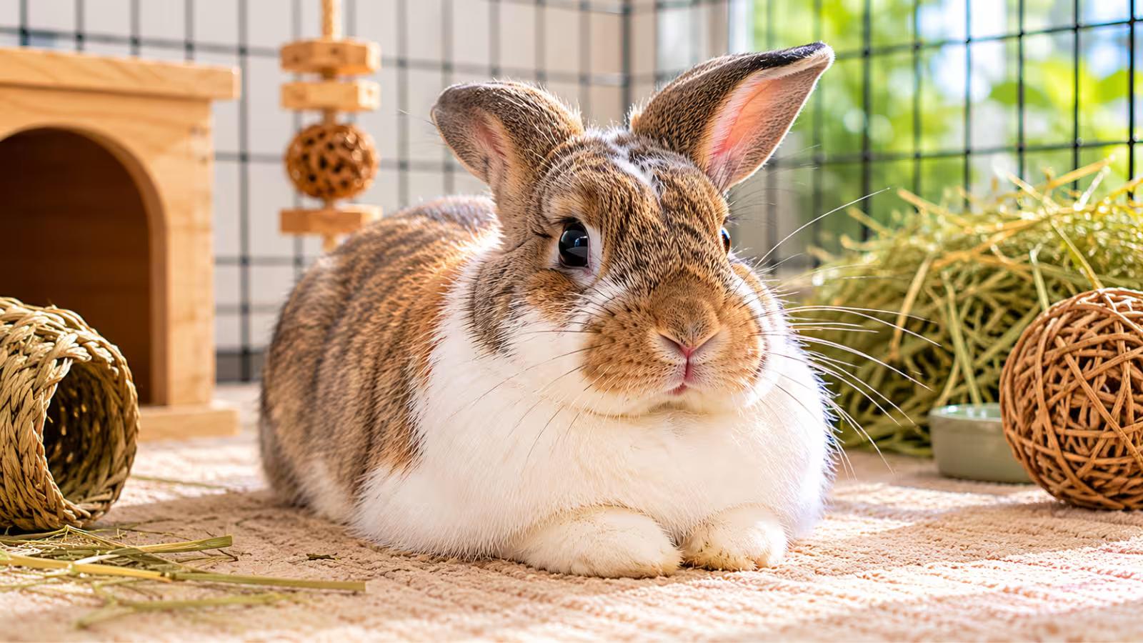 Relaxed rabbit in loaf position
