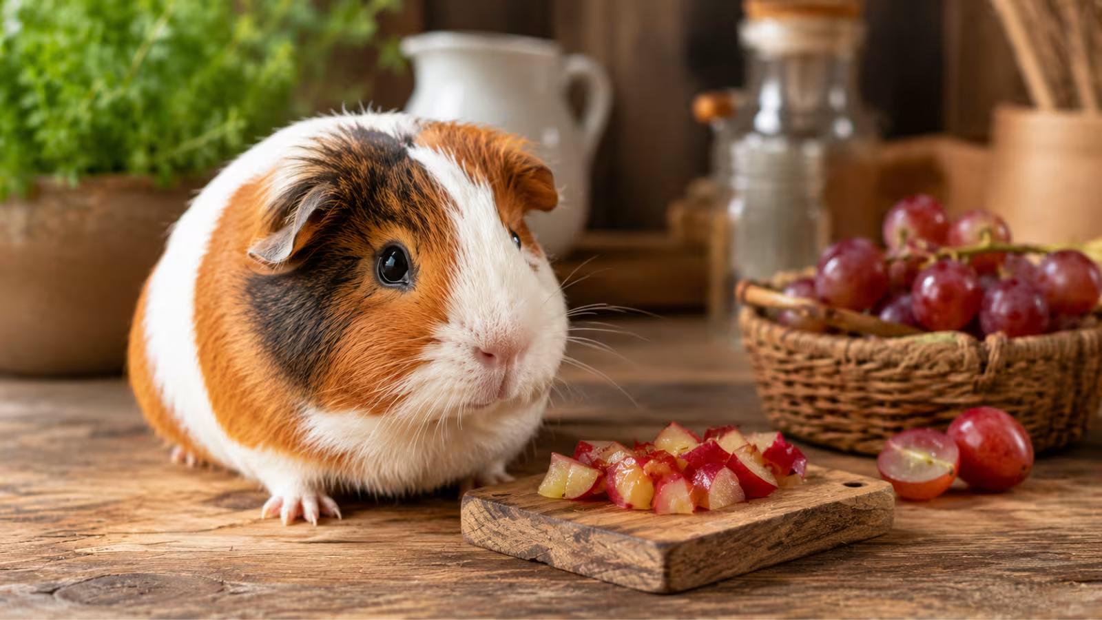 Small grape portions for a guinea pig