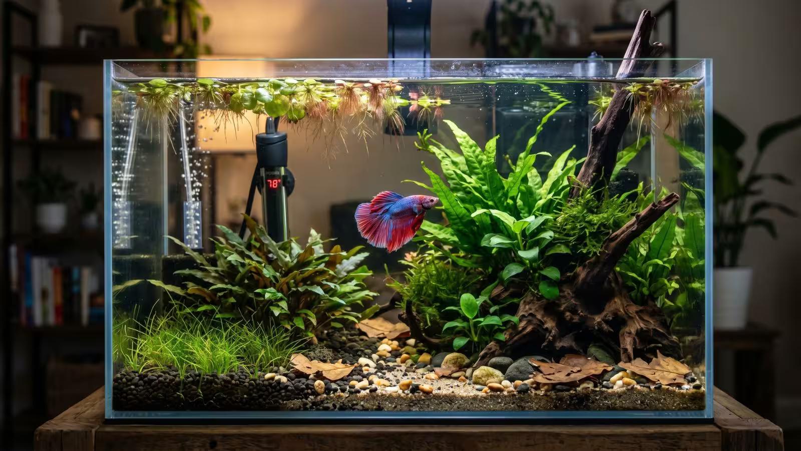 Ideal betta fish aquarium setup with plants and balanced environment