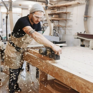 Carpenter working in workshop