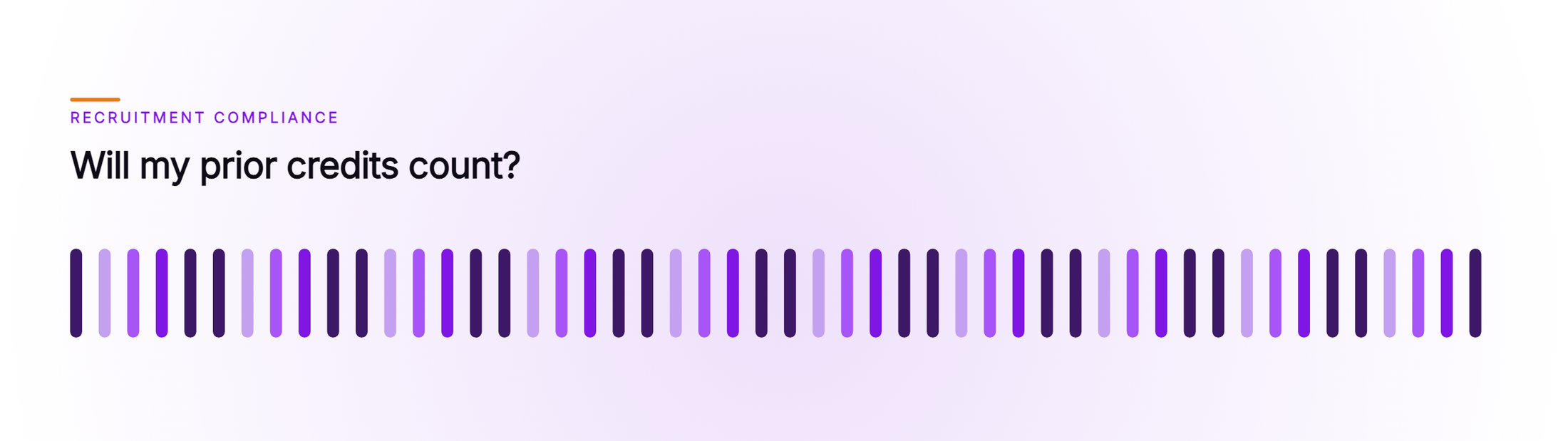 Orvera cover artwork showing one row of thin marks, every mark colored by category, under the caller line Will my prior credits count?