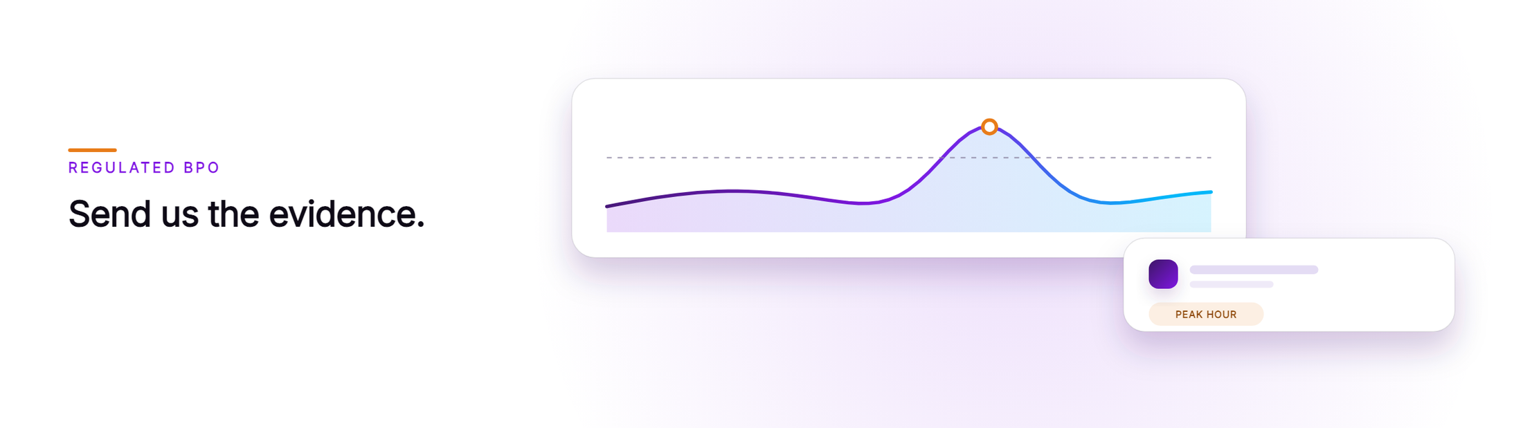 Orvera cover artwork showing a line chart with one spike crossing a dashed line, under the caller line Send us the evidence.