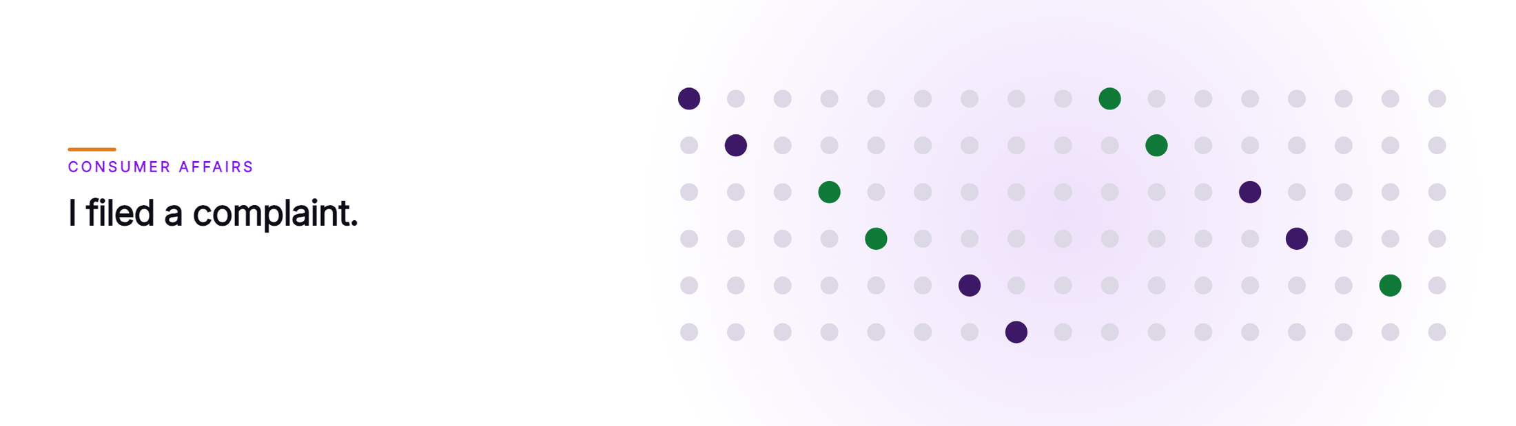 Orvera cover artwork showing a grid of small grey dots with a sparse few in color, under the caller line I filed a complaint.
