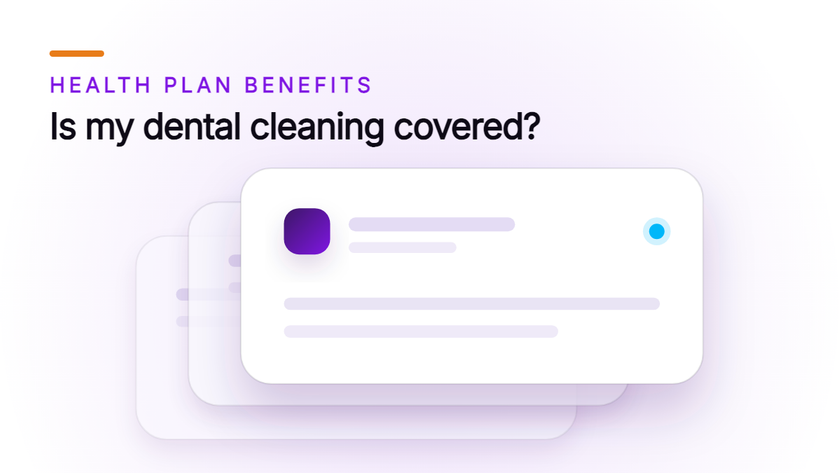 Orvera cover artwork showing three overlapping cards receding into depth, under the caller line Is my dental cleaning covered?