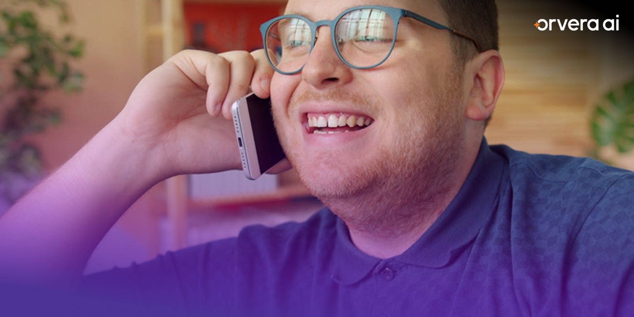 Customer on phone after faster support resolution and clearer next steps.