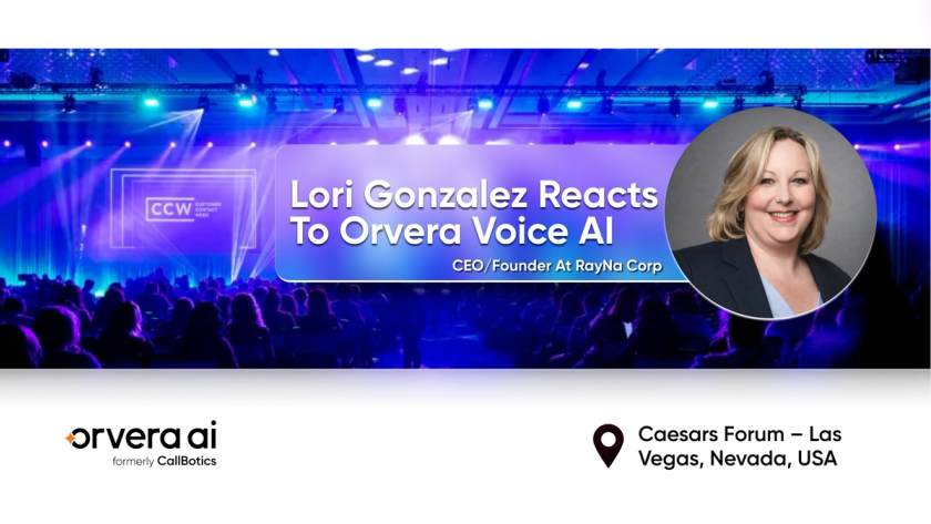 Lori Gonzalez, CEO of RayNa Corp, reacts to a live Orvera AI omnichannel voice-agent demonstration and discusses its natural voice, accurate transcription, automated note-taking, agent training, and human-centered contact center automation.