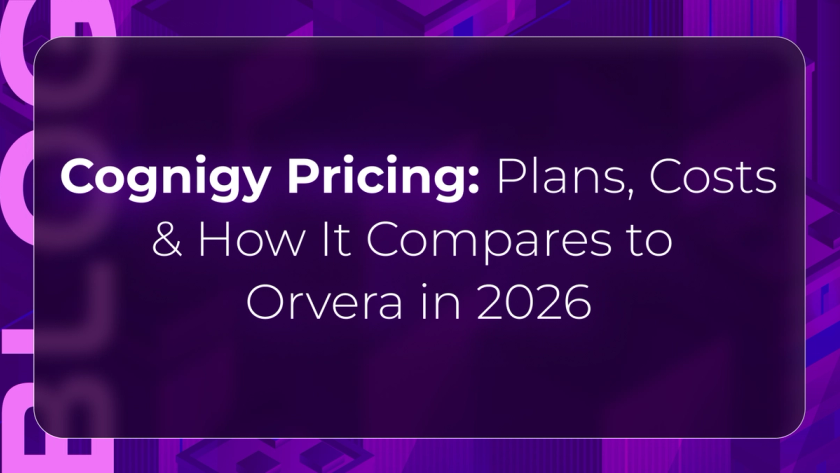 Orvera blog thumbnail about Cognigy pricing, enterprise conversational AI costs, plan structures, and contact center platform comparisons in 2026.