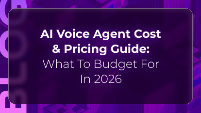 Orvera blog thumbnail featuring “AI Voice Agent Cost & Pricing Guide: What To Budget For In 2026” on a purple background, representing AI voice agent pricing and contact center automation budgeting.