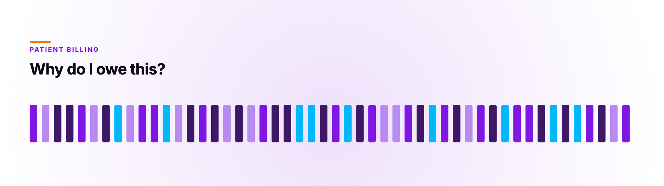 Orvera cover artwork showing a row of thin marks in four interleaved shades of purple and blue, under the caller line Why do I owe this?