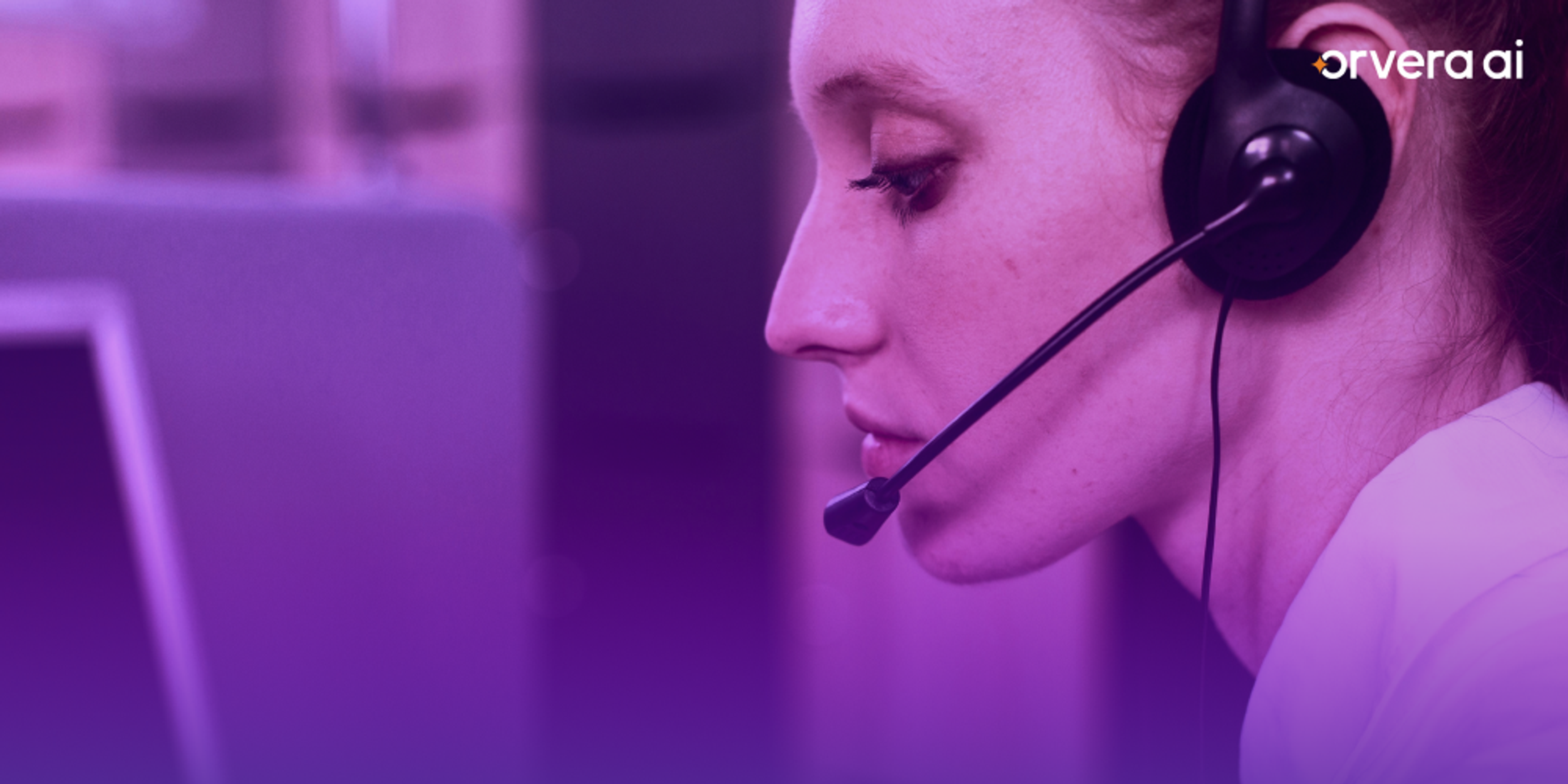 Orvera image showing a contact center agent with headset, representing BPO support automation, QA visibility, and scalable service delivery.
