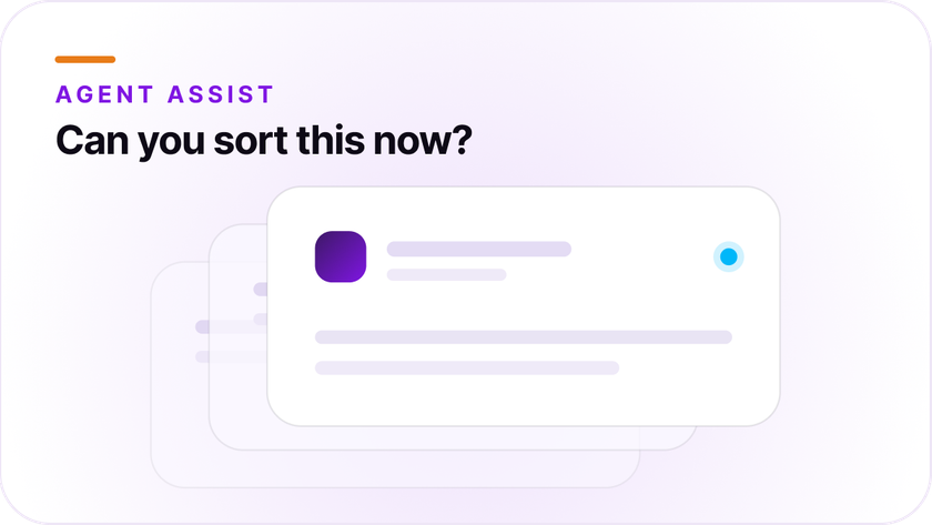 Enterprise CX agent using real-time Agent Assist with cited knowledge, next-best action, and live customer context during a support call.