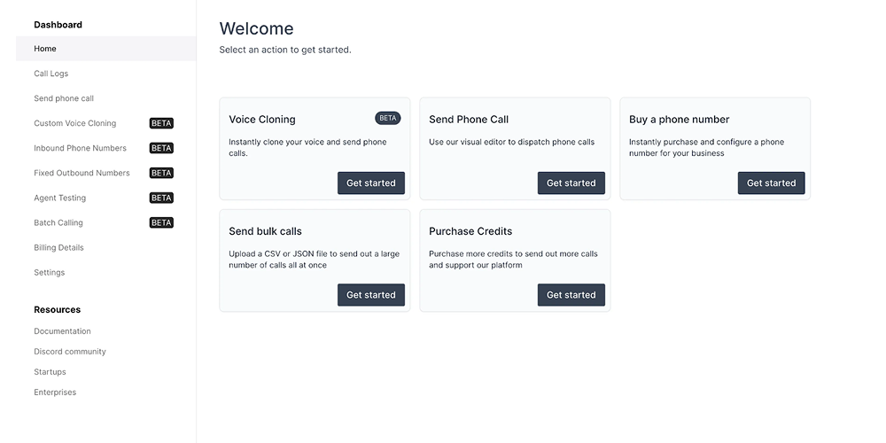 Bland AI dashboard image showing automated calling workflows, voice agent configuration, and large-scale outbound campaigns.